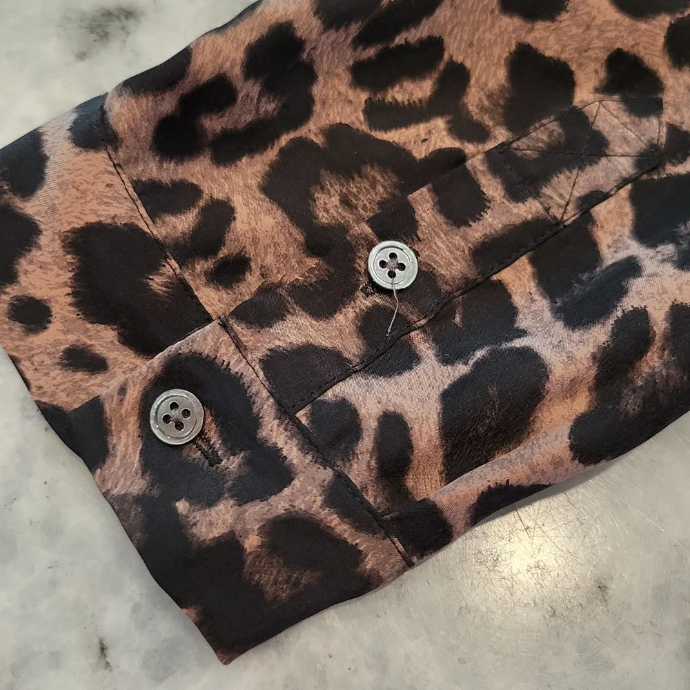 Joie Wild Elegance Leopard Print Button-Down Shirt - Picture 3 of 5